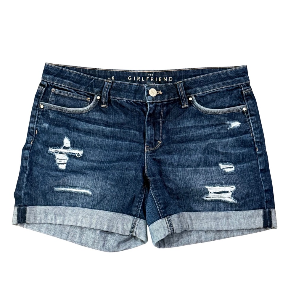 White House Black Market The Girlfriend Short Distressed Denim Cuffed Shorts 6